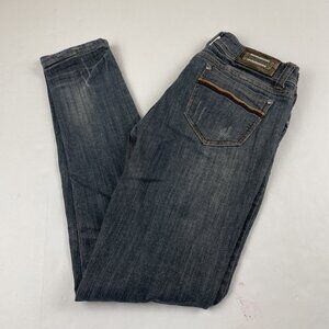 LA Idol Distressed Jeans Women’s 9 (31x31.5) Bejeweled Tapered Leg Mid Rise